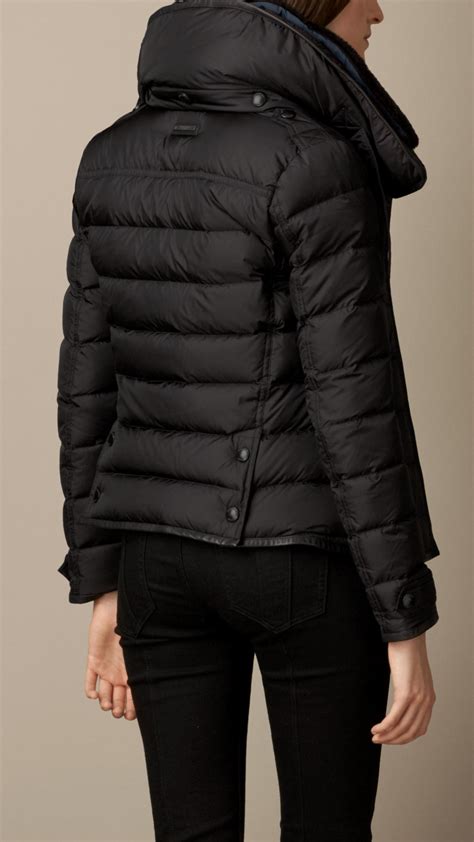 burberry down-filled puffer jacket with shearling top collar|Burberry puffer jacket sale.